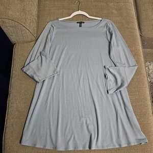 Eileen Fisher Fine Tencel Jersey Bateau Blue Slate Boatneck Tunic Size Medium